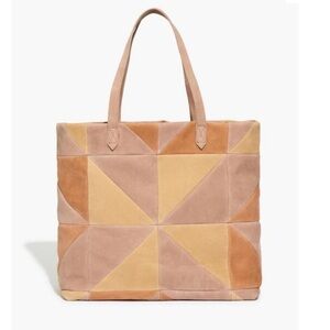 Madewell Geometric Leather Tote - Tan and Cream